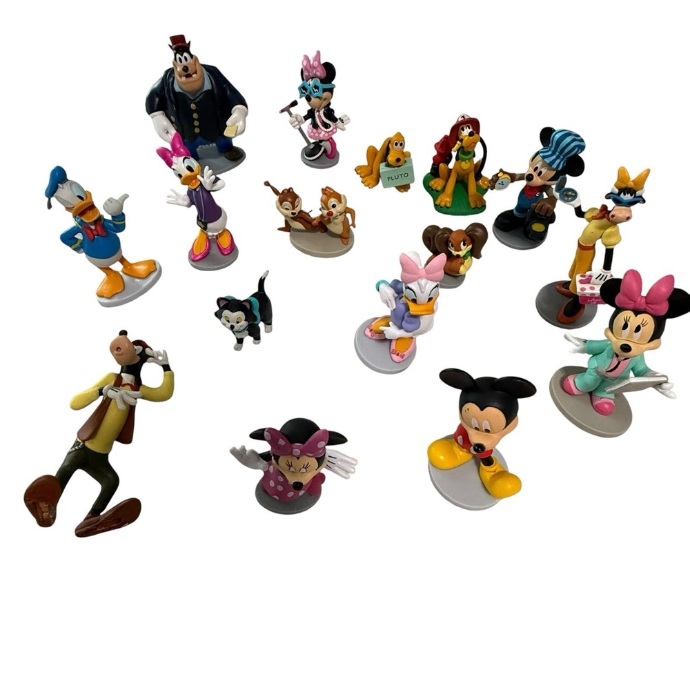 Disney Mickey Mouse and Friends PVC Figurine Lot Mickey Minnie Goofy Pluto 14pc